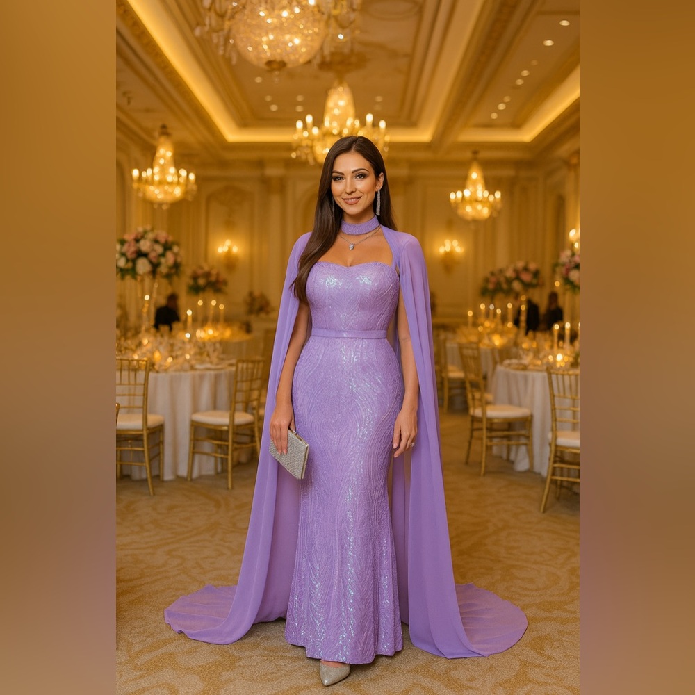 Prom  Elegant Lavender Evening Gown.